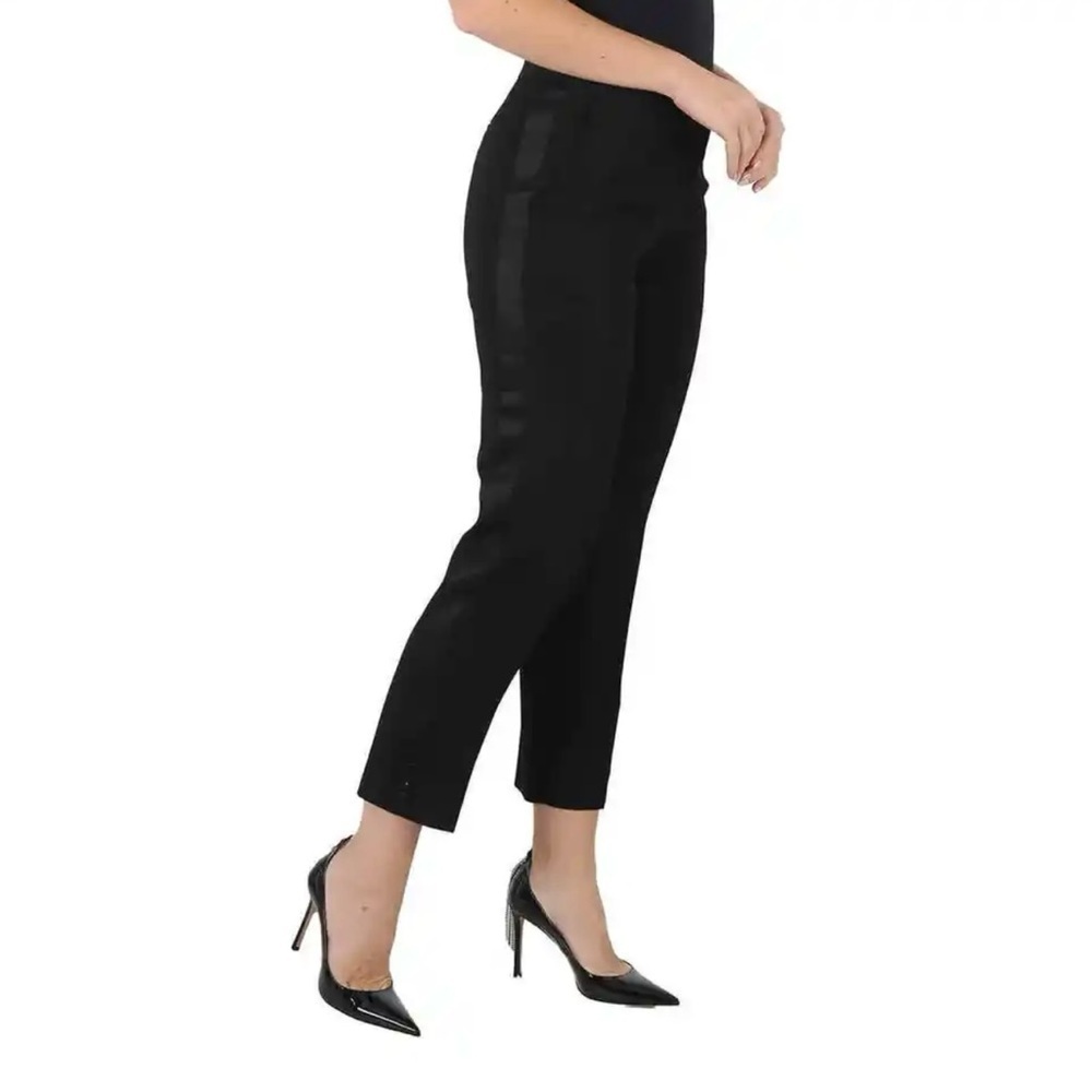 Burberry Uniform Tuxedo Stripe Straight Leg Wool Mohair Pants Size 8 FLAWED